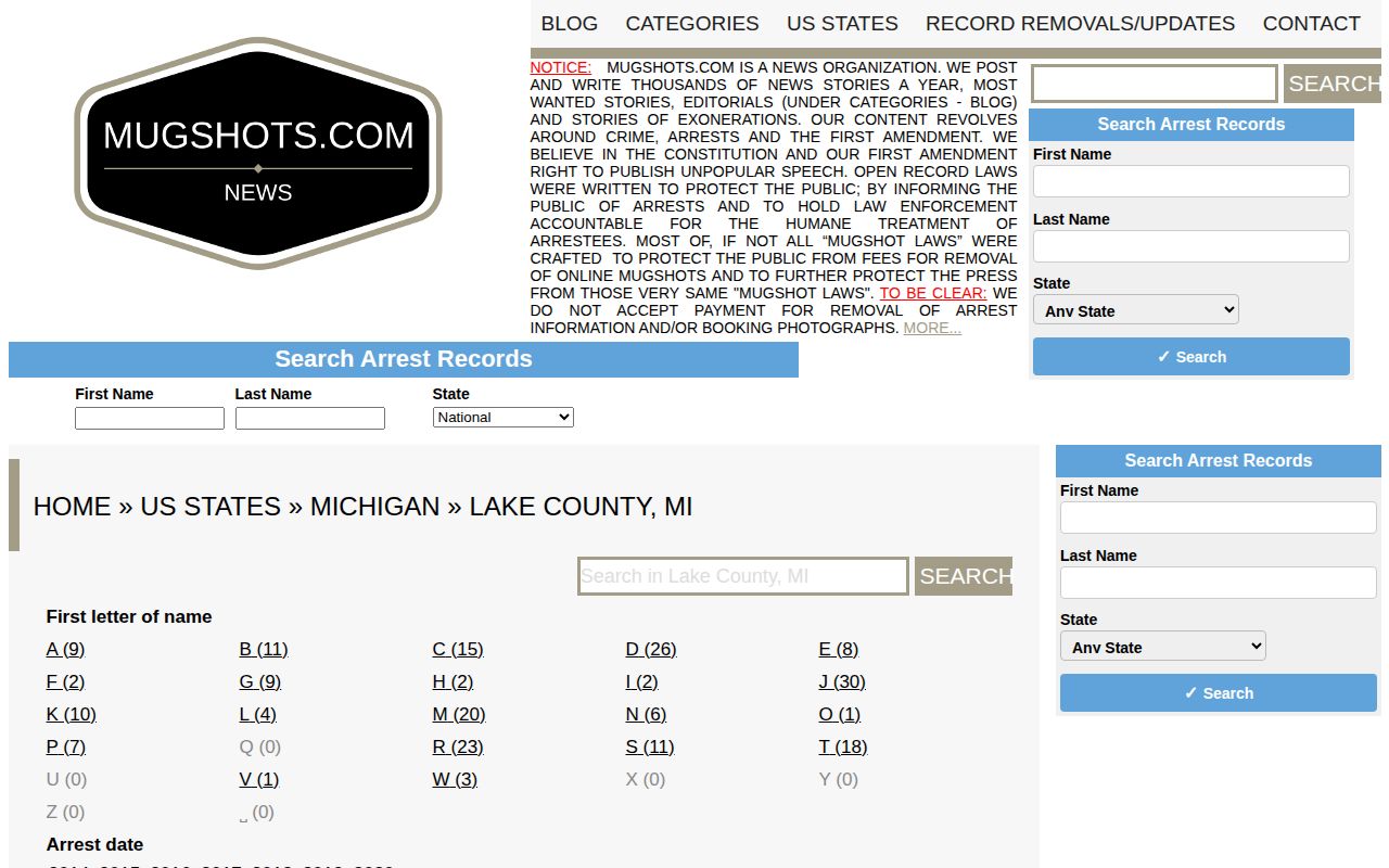Lake County caveated third-party booking-record source