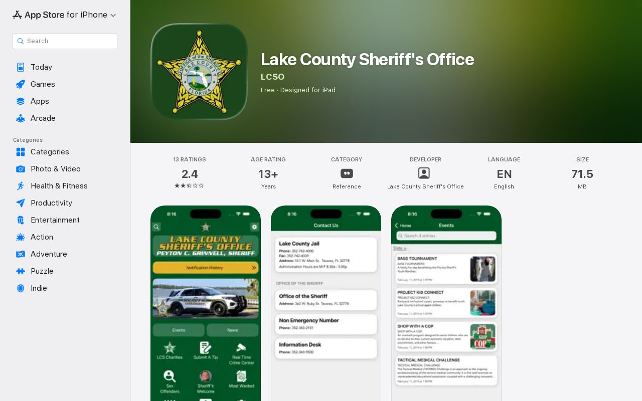 Lake County recent-arrest and inmate-record app feature